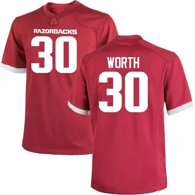 Men's Game Larry Worth III Arkansas Razorbacks Cardinal Football College Jersey