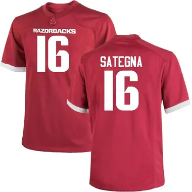 Men's Replica Isaiah Sategna Arkansas Razorbacks Cardinal Football College Jersey
