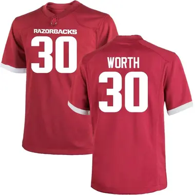 Men's Replica Larry Worth III Arkansas Razorbacks Cardinal Football College Jersey