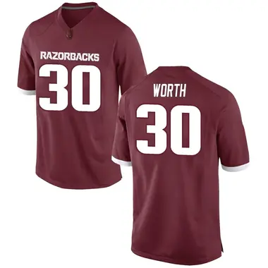 Men's Replica Larry Worth III Arkansas Razorbacks Football College Jersey - Red