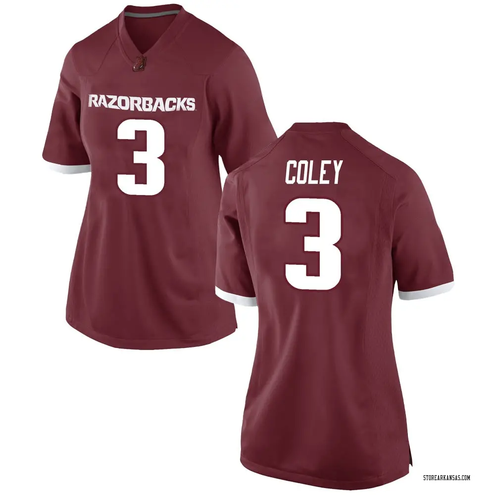 Women's Replica Lucas Coley Arkansas Razorbacks Football College Jersey - Red